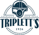 A vintage Trippet’s logo featuring a stylized shipping helmet, circle emblem, and the words “COCKTAILS • BEER • WINE” with “TRIPLETT’S” and “1926.”