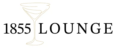 Logo reading “1855 LOUDGE”? Actually shows “1855 LOUNGE” with a stylized cocktail glass. Ends with a period.